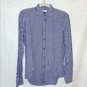 ZARA MAN blue & white checkered men’s long sleeve button down shirt. Size M 38